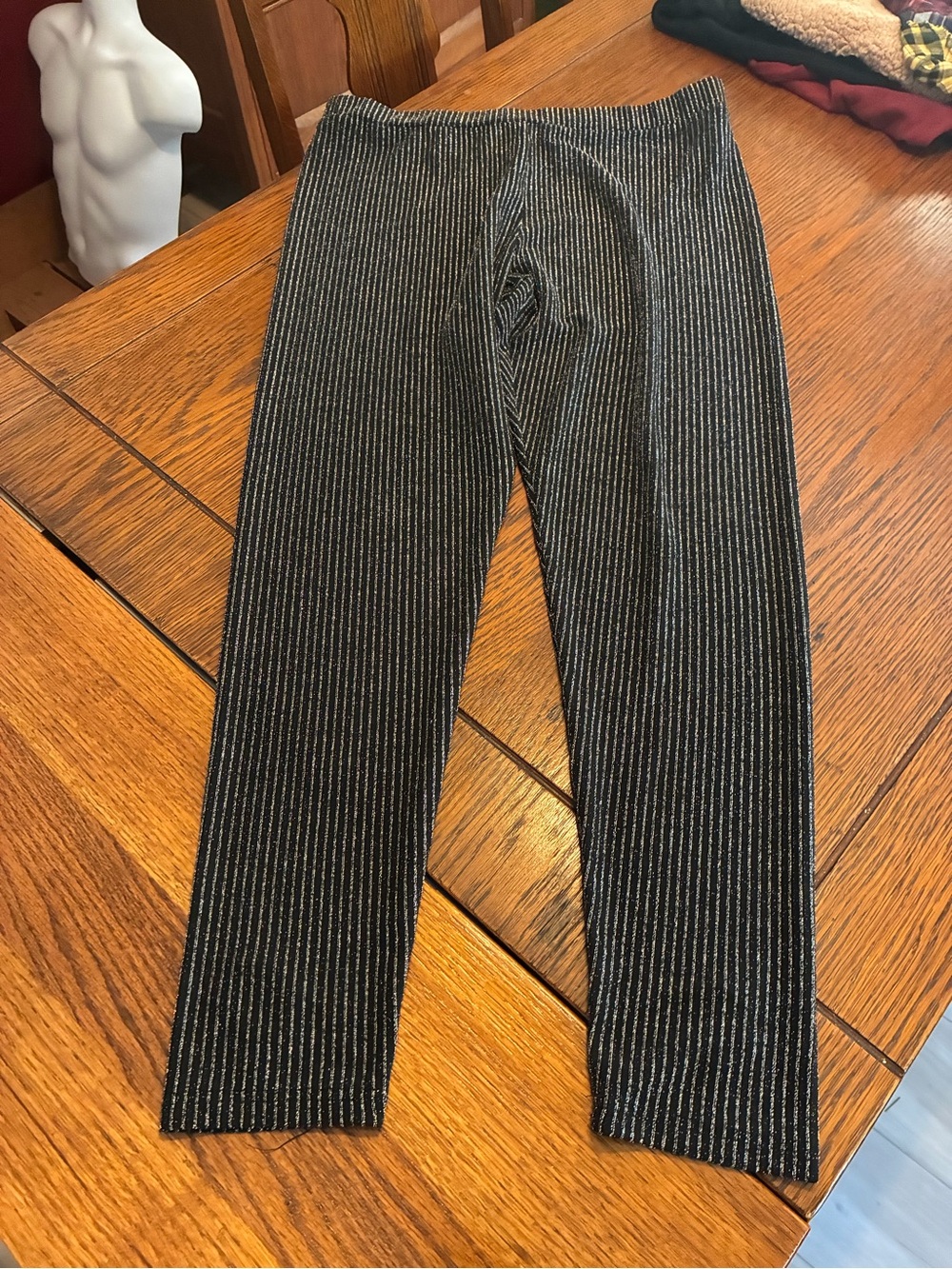 SHEIN Black Knit Jogger Pants with Metallic Pinstripes